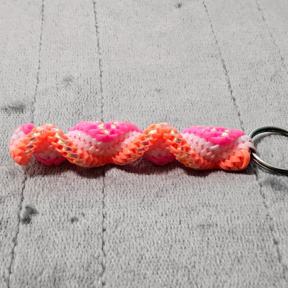 Handmade Stitched Plastic Lanyard Keychain (3”)